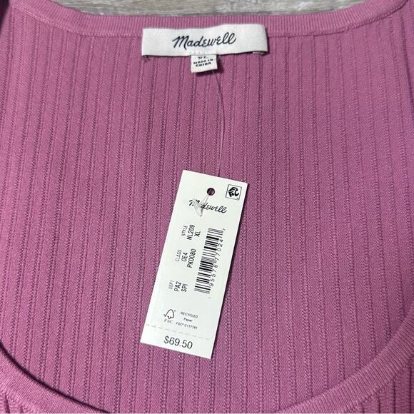 Madewell Ottoman Rib Crop Top Shaded Pink NEW - Picture 2 of 6